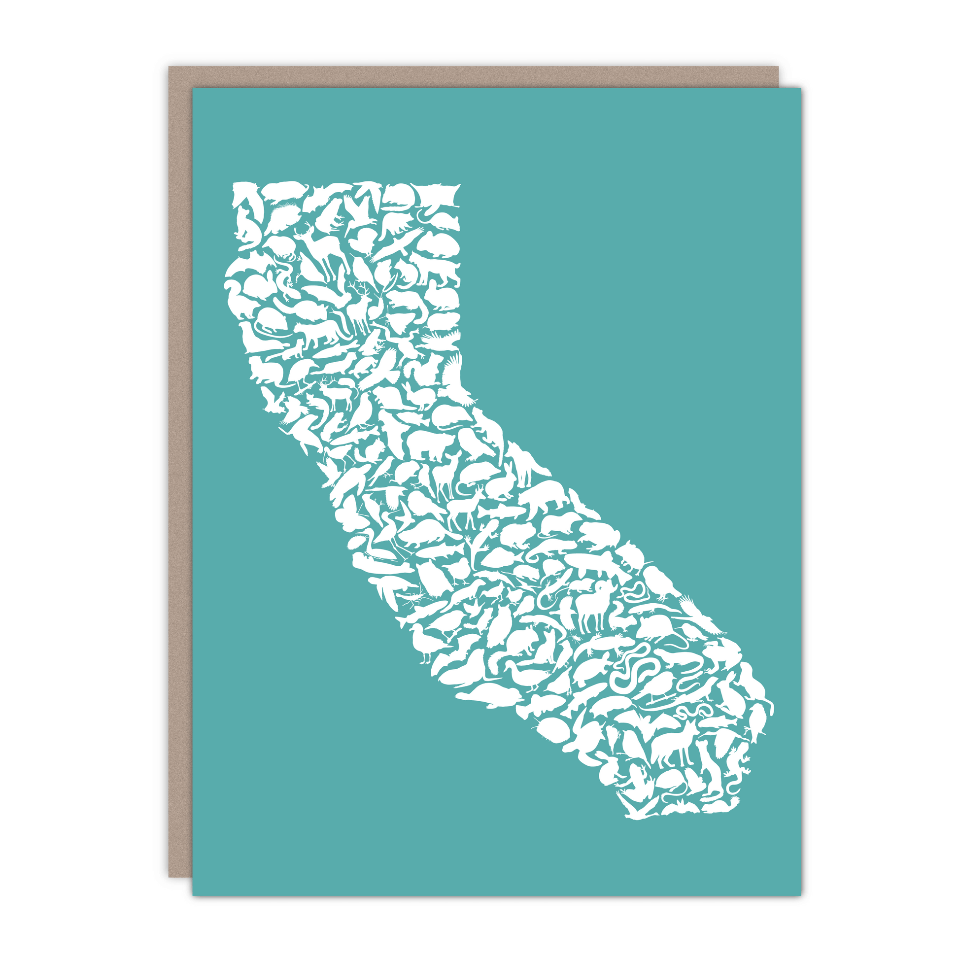 New size! California Animals Recycled Art Card - Alice Frost Studio