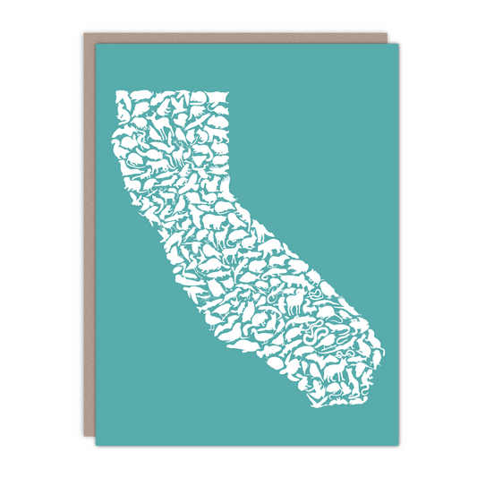 New size! California Animals Recycled Art Card - Alice Frost Studio