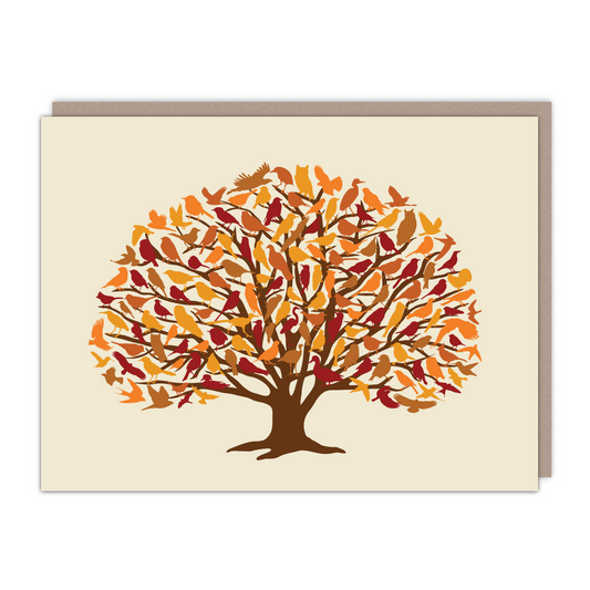 New size! Oak Woodland Birds Fall Autumn Card - Alice Frost Studio