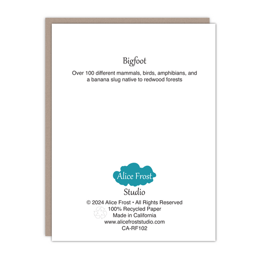 Bigfoot Recycled Blank Card - Alice Frost Studio