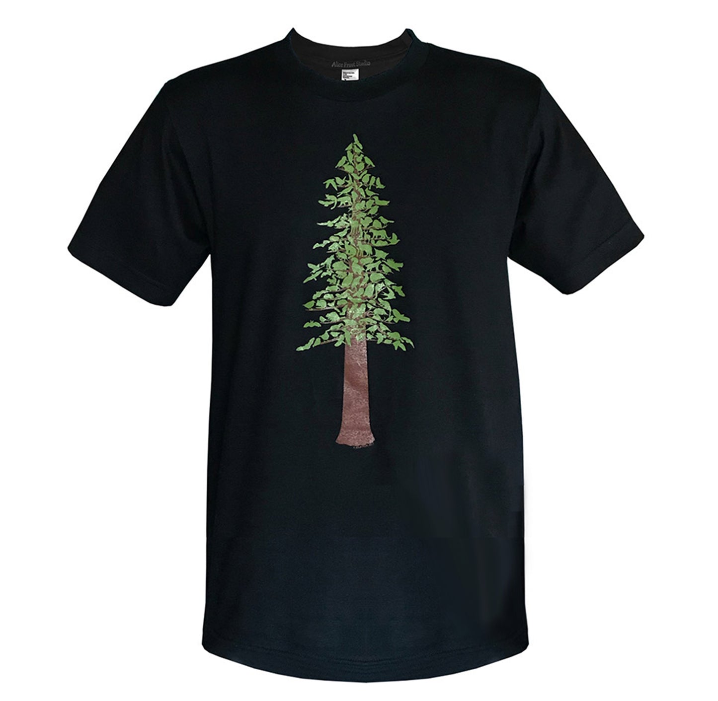 Redwood Forest Tree Black Unisex Cotton T-shirt - Alice Frost Studio
