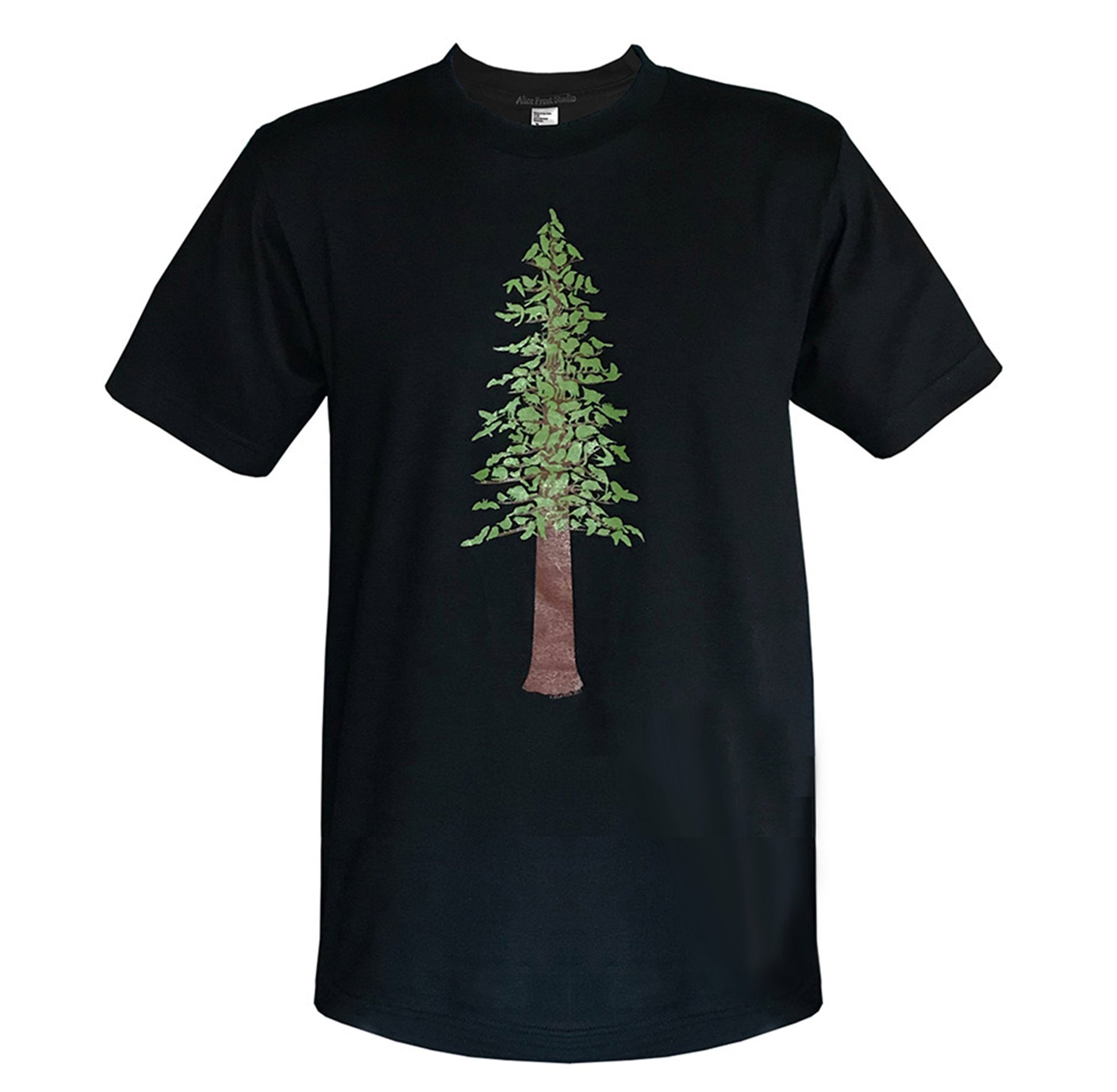 Redwood Forest Tree Black Unisex Cotton T-shirt - Alice Frost Studio