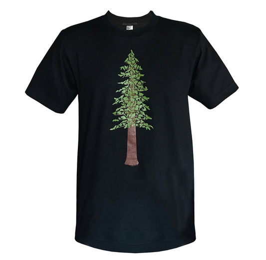 Redwood Forest Tree Black Unisex Cotton T-shirt - Alice Frost Studio