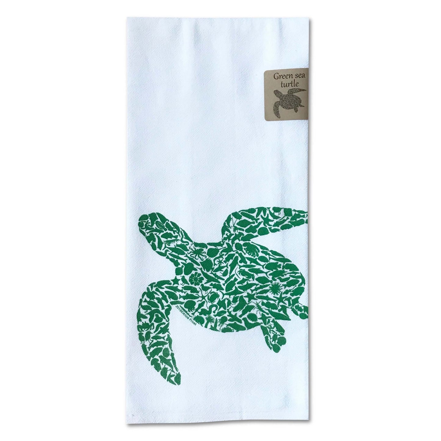 Green Sea Turtle Cotton Towel - Alice Frost Studio