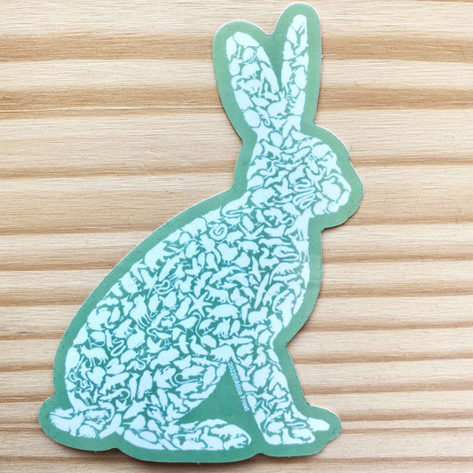 Jack Rabbit sticker featuring intricate animal designs, durable vinyl, ideal for nature lovers and water bottles.