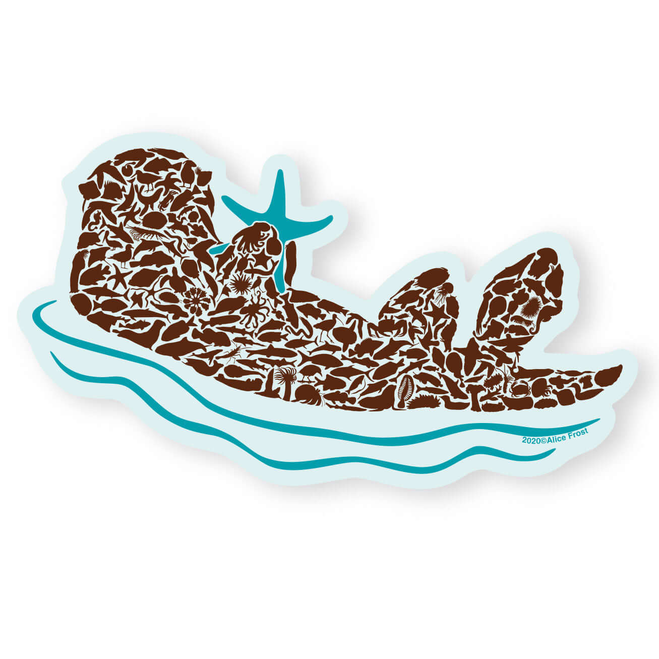 Sea otter sticker featuring a playful design, made of durable vinyl, ideal for nature lovers and outdoor use.