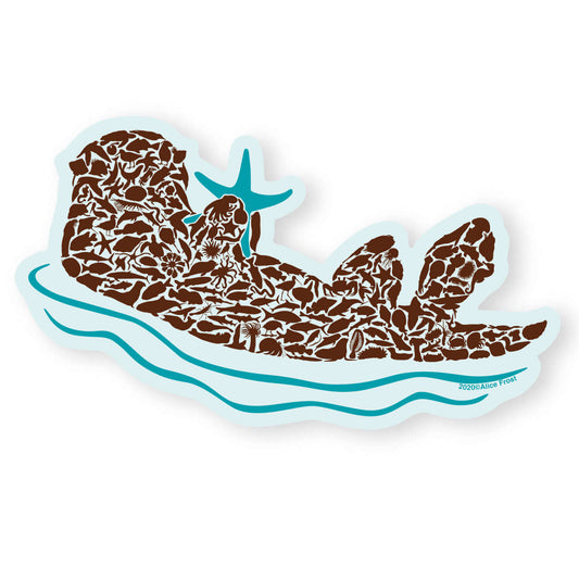 Sea otter sticker featuring a playful design, made of durable vinyl, ideal for nature lovers and outdoor use.