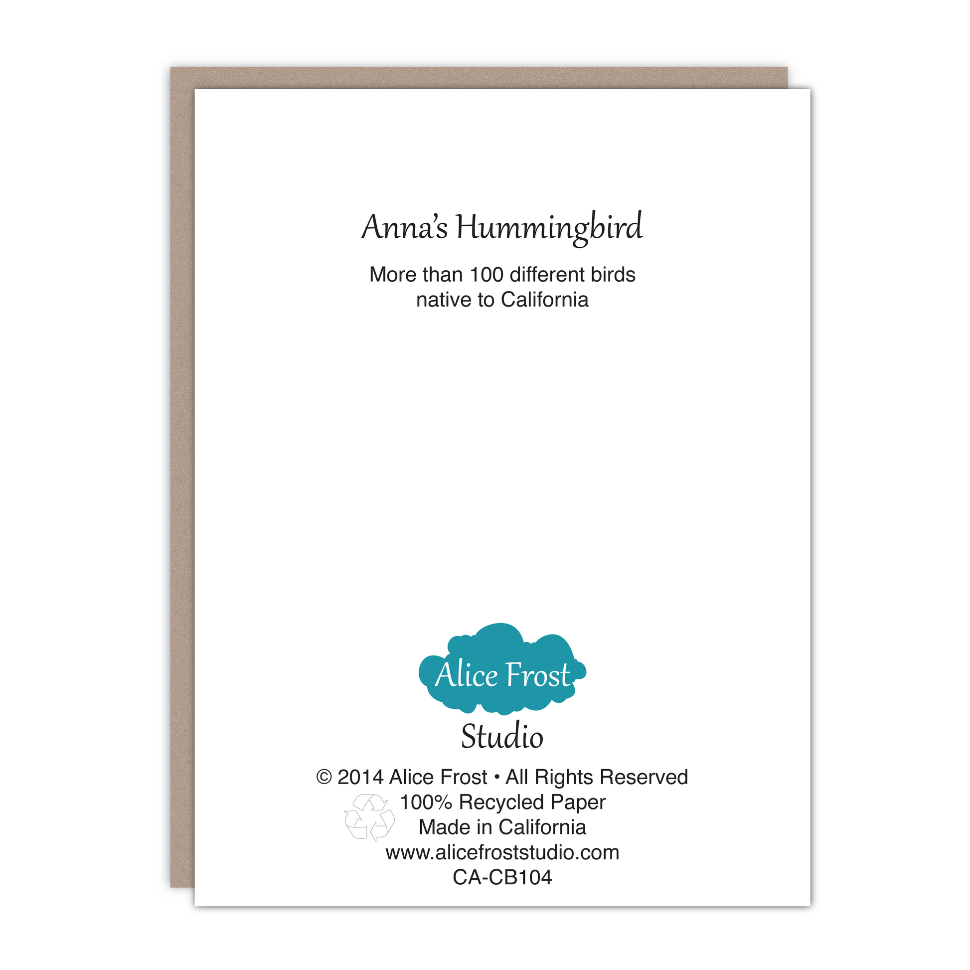 New size! Hummingbird Art Card - Alice Frost Studio