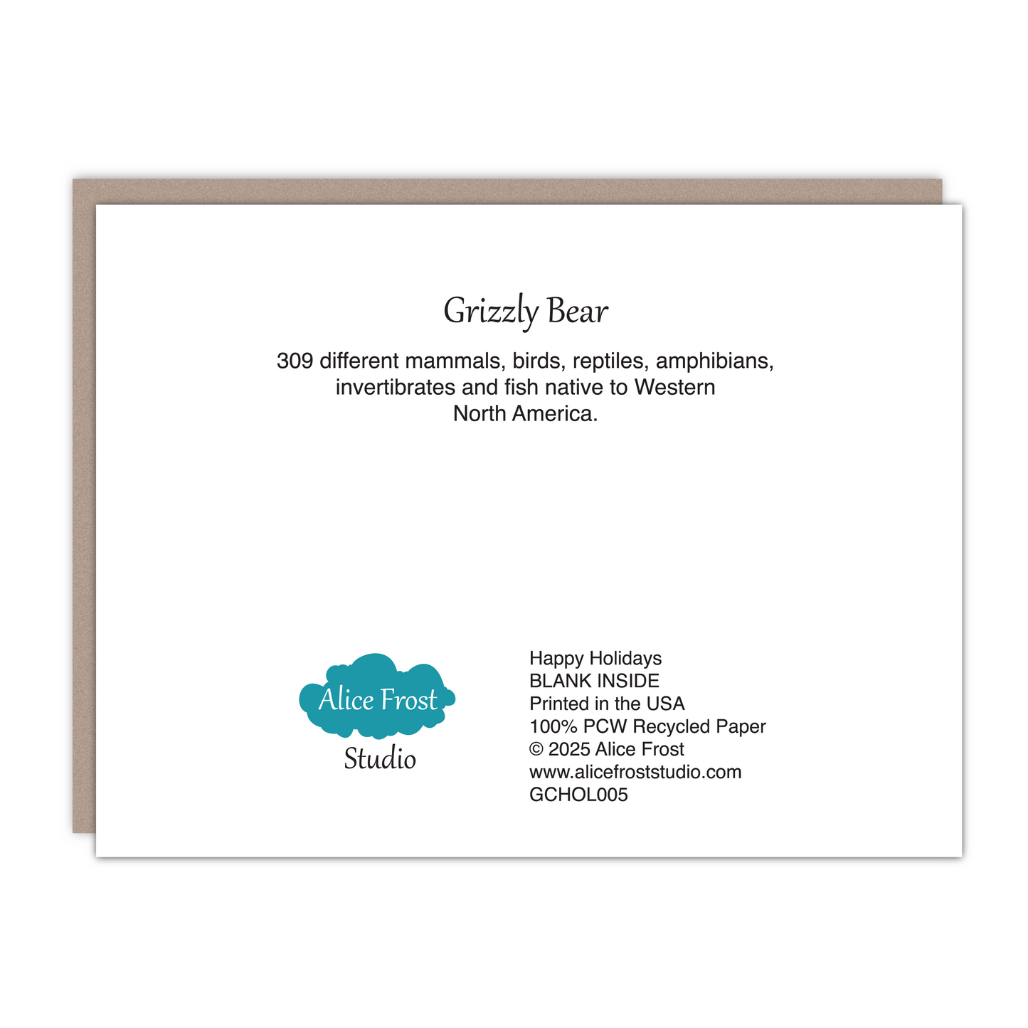 Happy Holidays Bear Recycled Blank Card