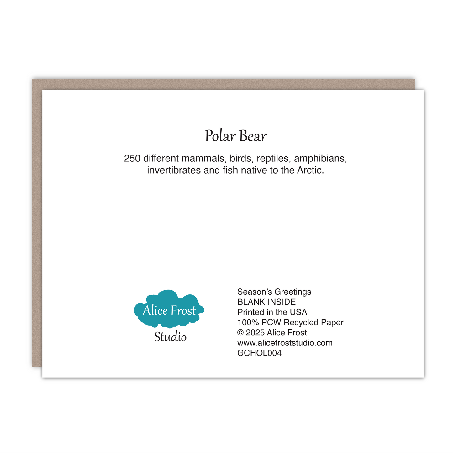 Season's Greetings Polar Bear Recycled Blank Card
