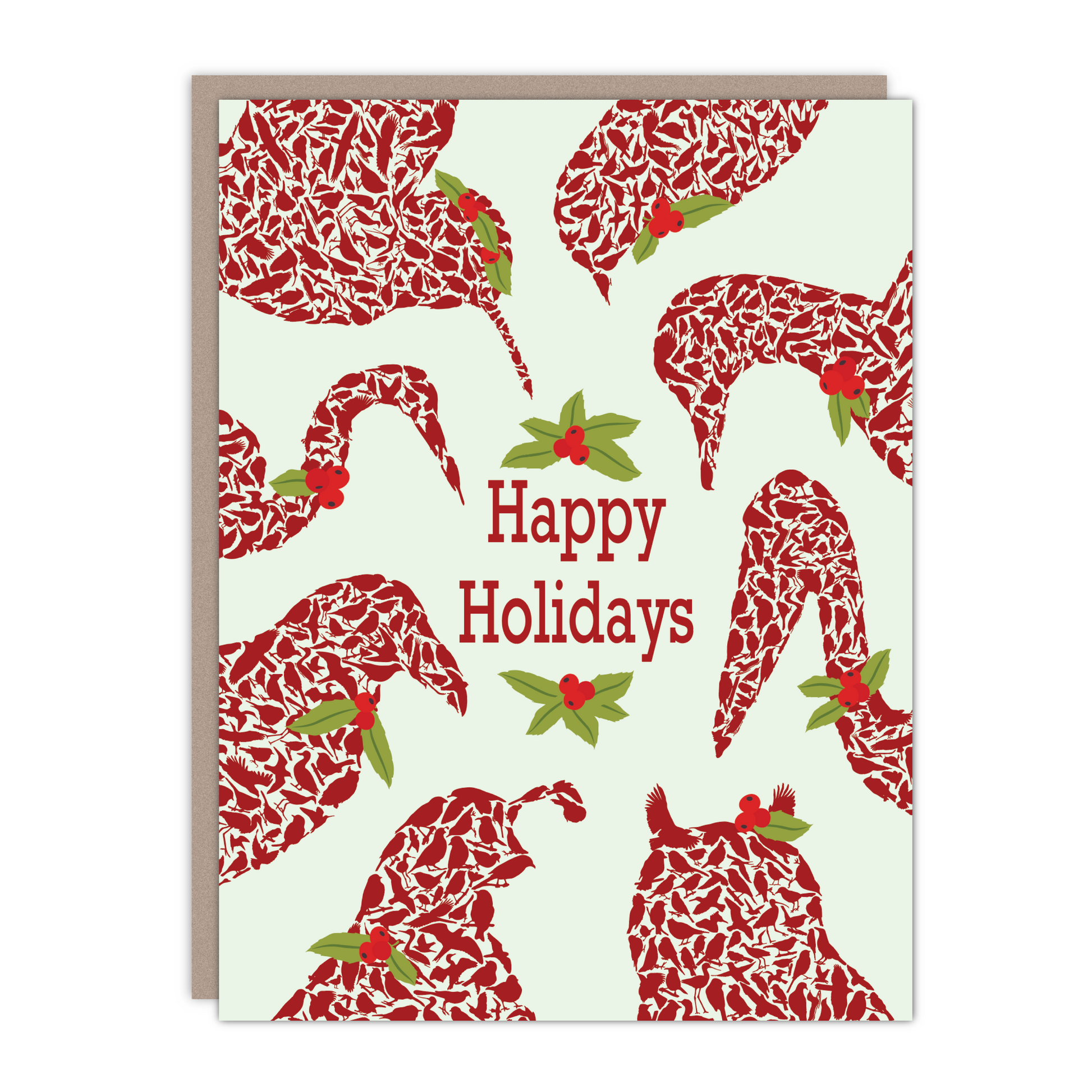 Happy Holidays Birds Recycled Blank Card - Alice Frost Studio
