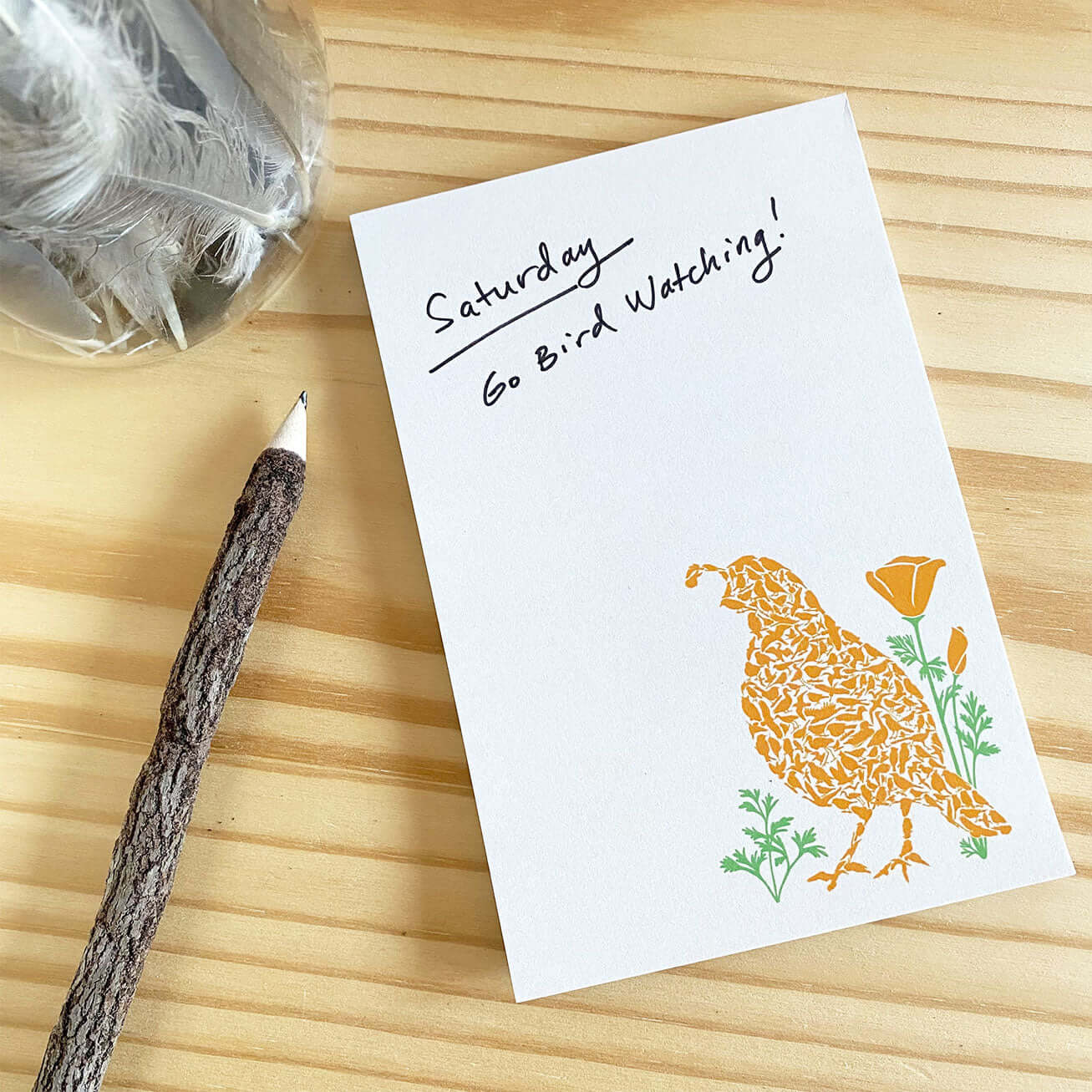 California Quail Recycled Notepad - Alice Frost Studio