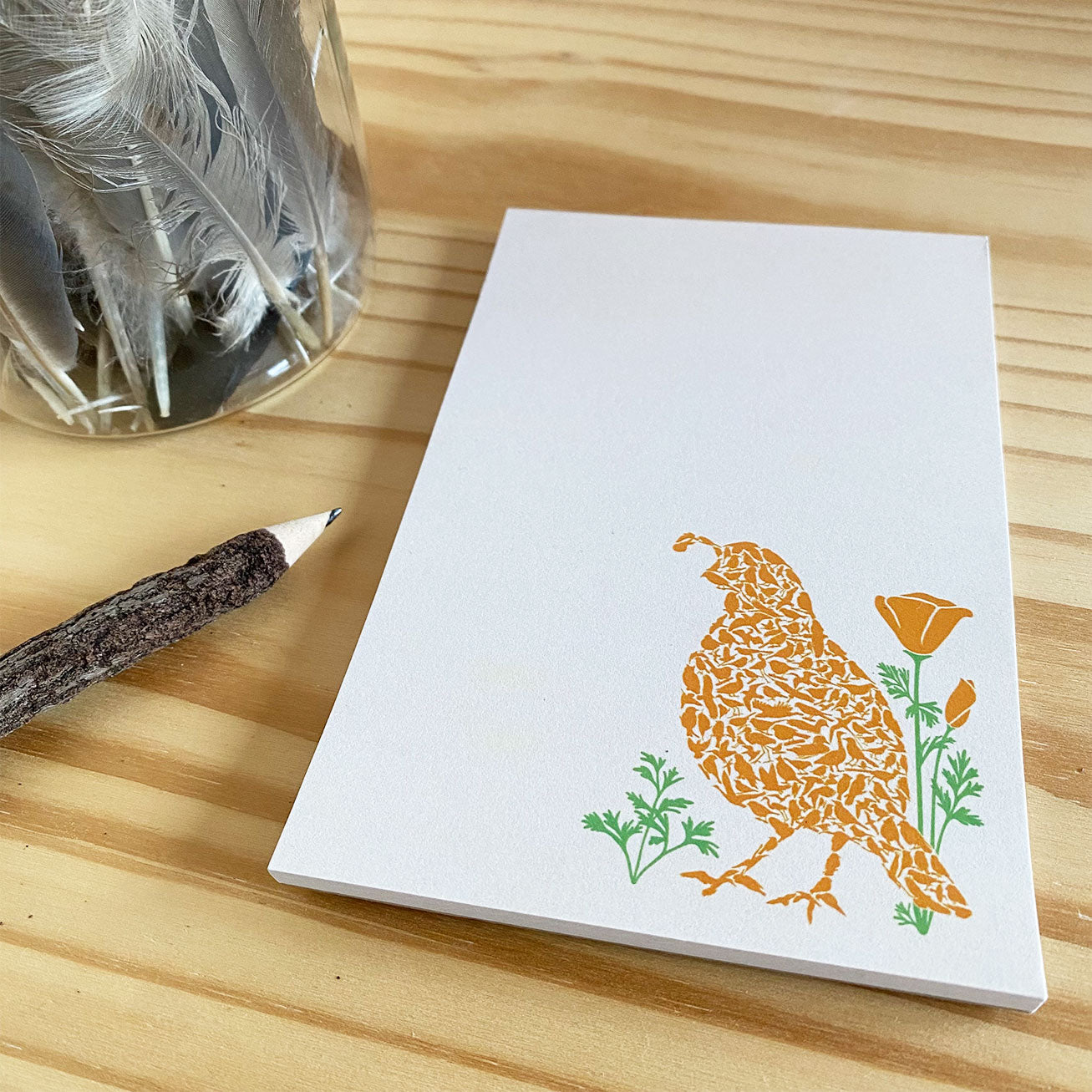 California Quail Recycled Notepad - Alice Frost Studio