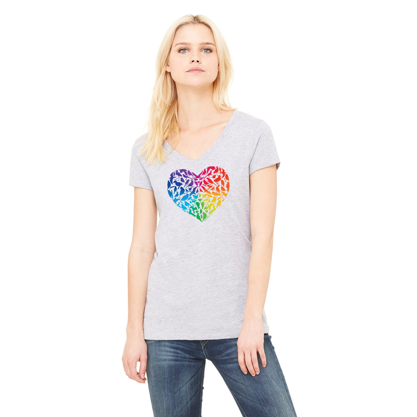 Women's Rainbow Pride Bird Heart T-shirt