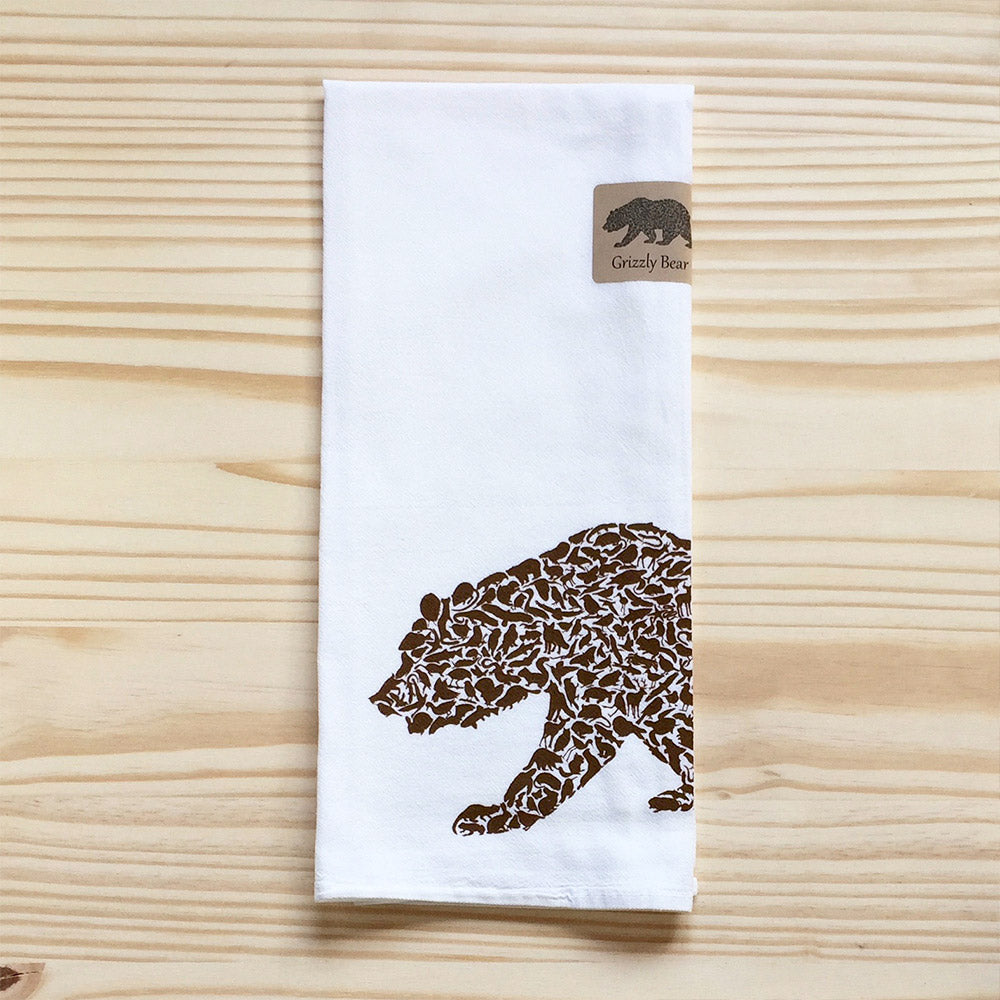 Grizzly Bear Tea Towel - Alice Frost Studio