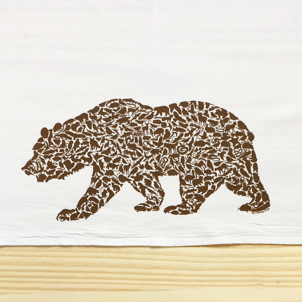 Grizzly Bear Tea Towel - Alice Frost Studio