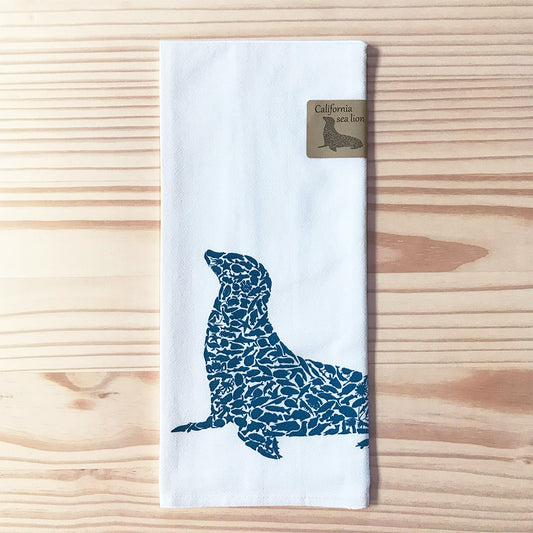 California Sea Lion Cotton Towel - Alice Frost Studio