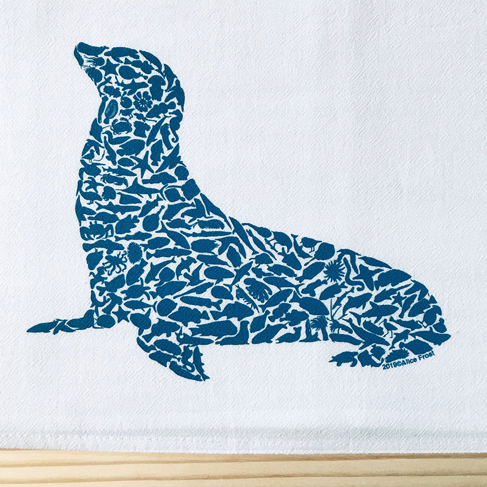 California Sea Lion Cotton Towel - Alice Frost Studio