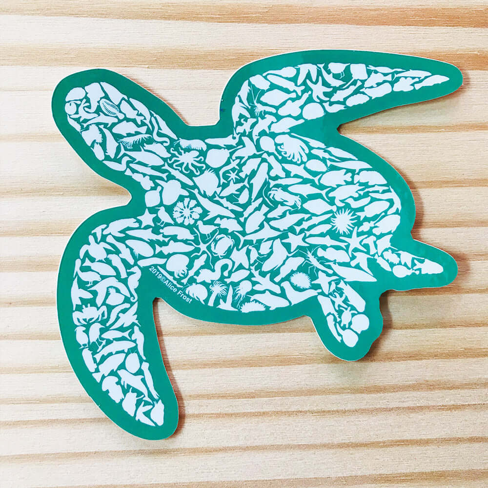 Green Sea Turtle Sticker - Alice Frost Studio