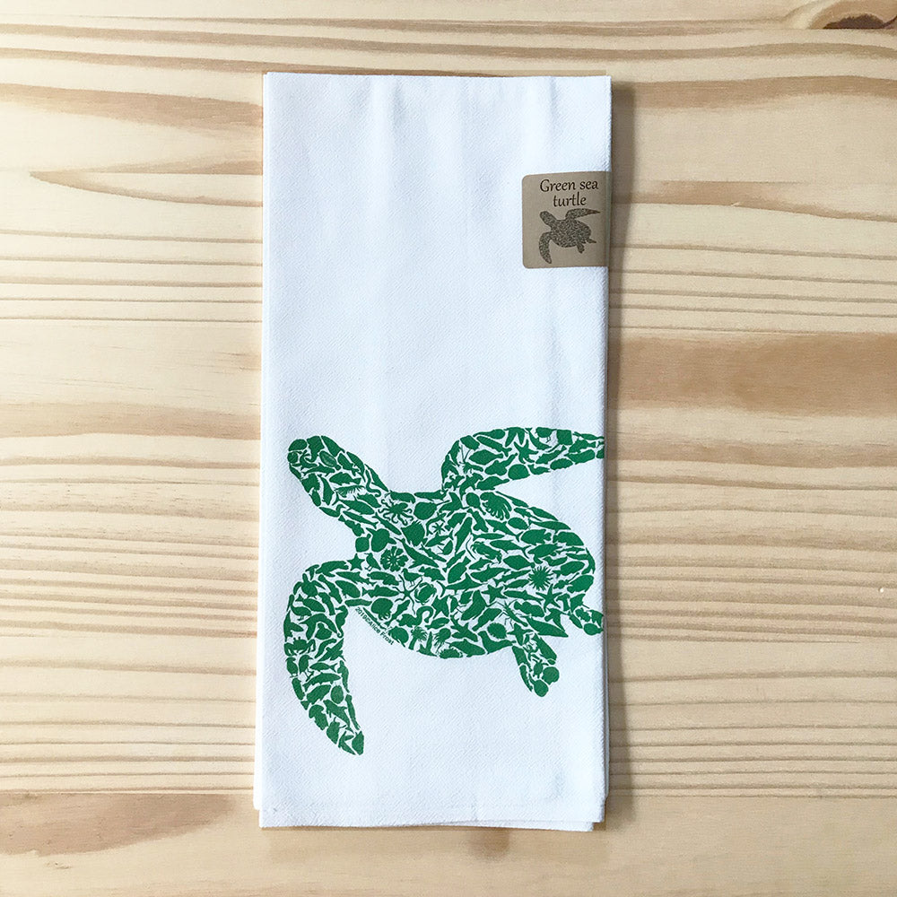 Green Sea Turtle Cotton Towel - Alice Frost Studio
